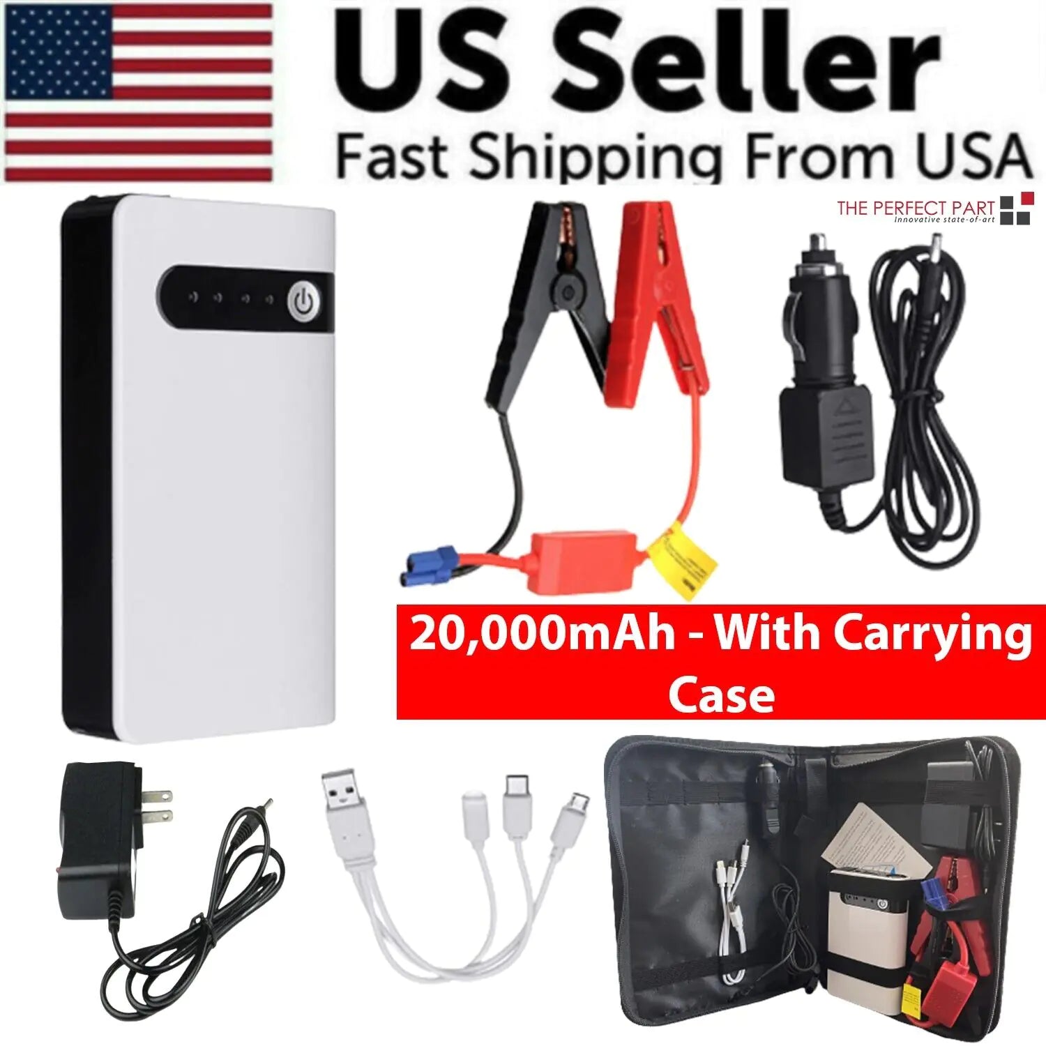 Arrancador de Coche de 20000mAh, Booster, Caja de Arranque, Banco de Energía, Cargador de Batería Portátil