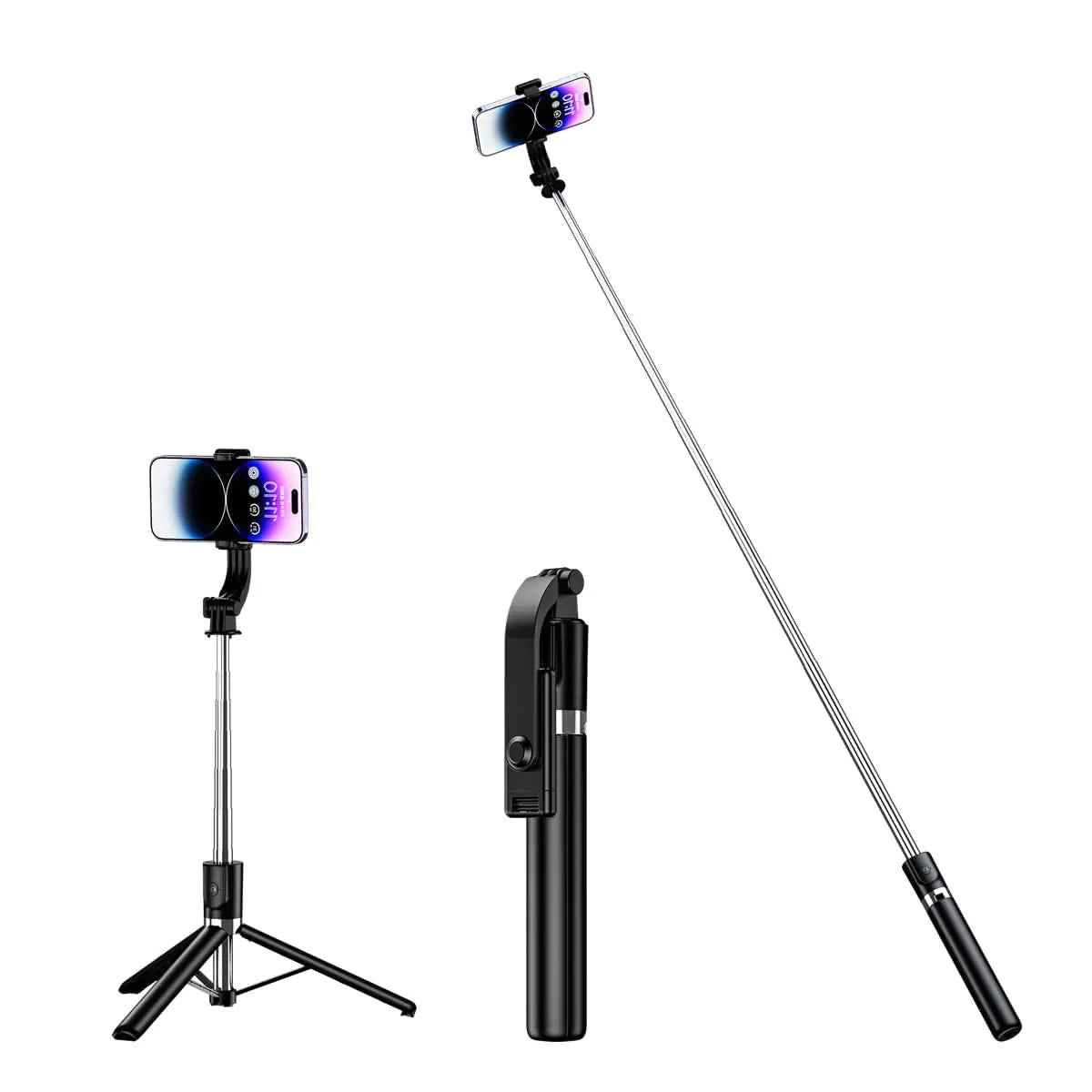 Bastón de Selfie y Trípode de 51 Pulgadas para Teléfono, Extensible con Mando a Distancia Inalámbrico
