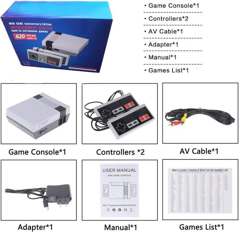 Nuevas Consolas de Juegos Retro, Mini Consola de Juegos Clásicos, Incorpora 620 Juegos Clásicos o 300 Andldealsurprising Regalo para San Valentín/Cumpleaños/Acción de Gracias/Navidad Recuerdo Infantil de la Vieja Escuela